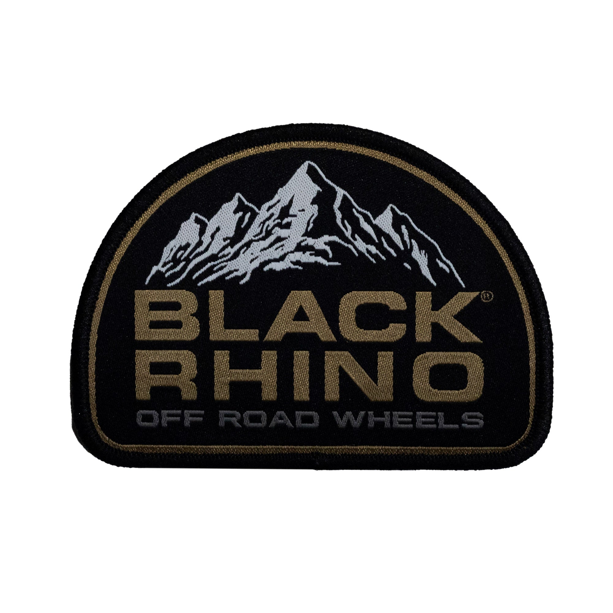 Black Rhino PEAK Patch featuring a rugged design with a bold black and grey color scheme, ideal for outdoor enthusiasts and adventure seekers.
