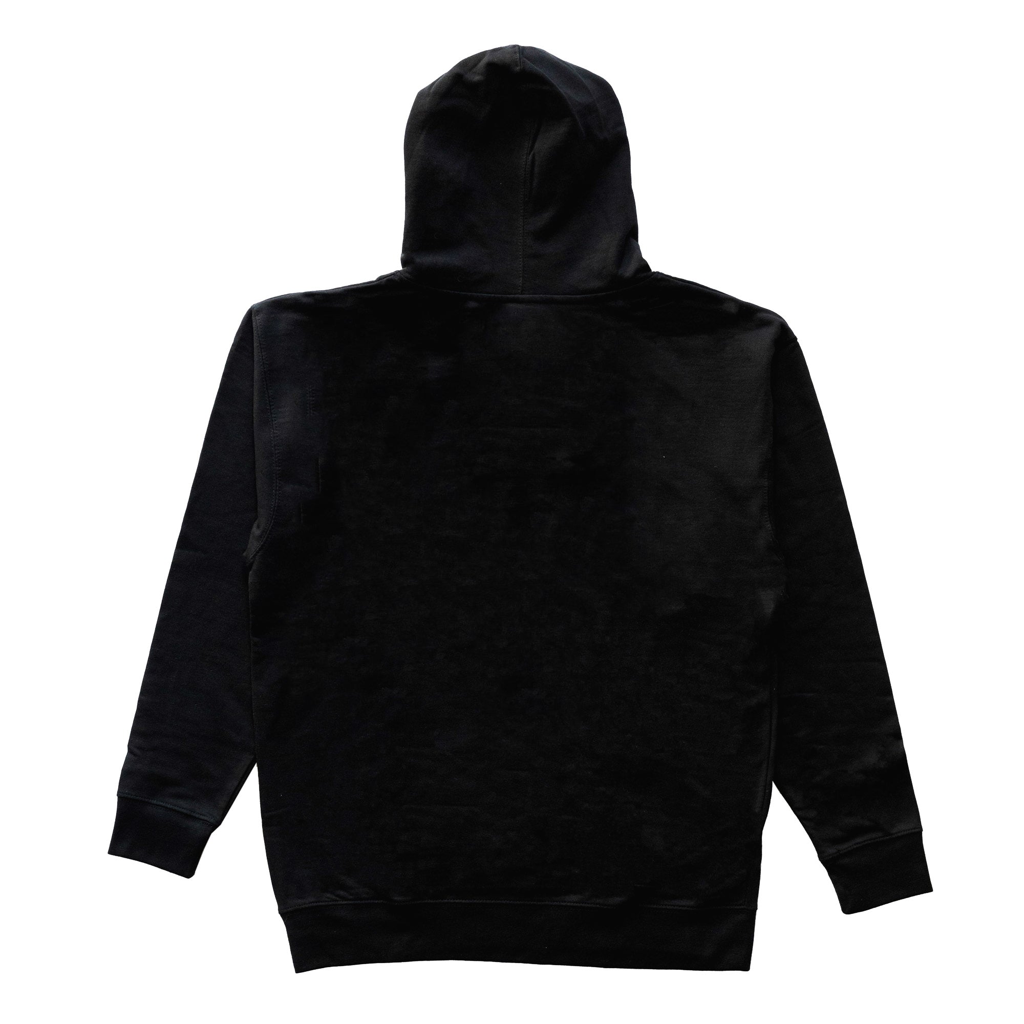 Black zip hoodie featuring a minimalist design, ideal for motorsport enthusiasts and casual wear.