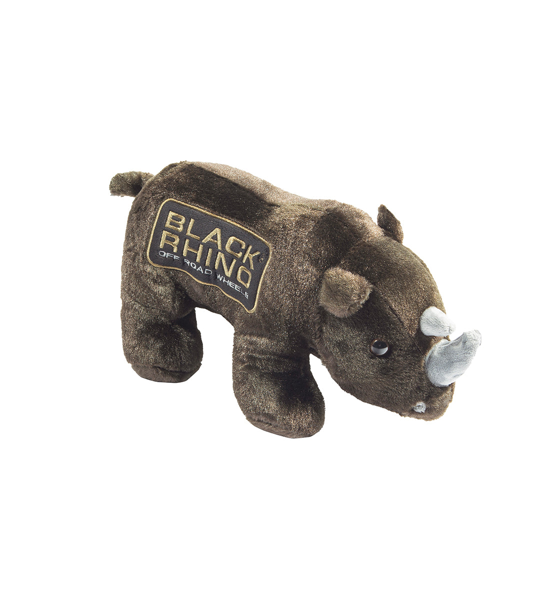 Black Rhino plush toy with soft black fur and detailed features, perfect for children and collectors.