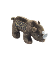 Black Rhino plush toy with soft black fur and detailed features, perfect for children and collectors.