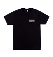 Black Rhino logo short sleeve black t-shirt displayed on a white background.