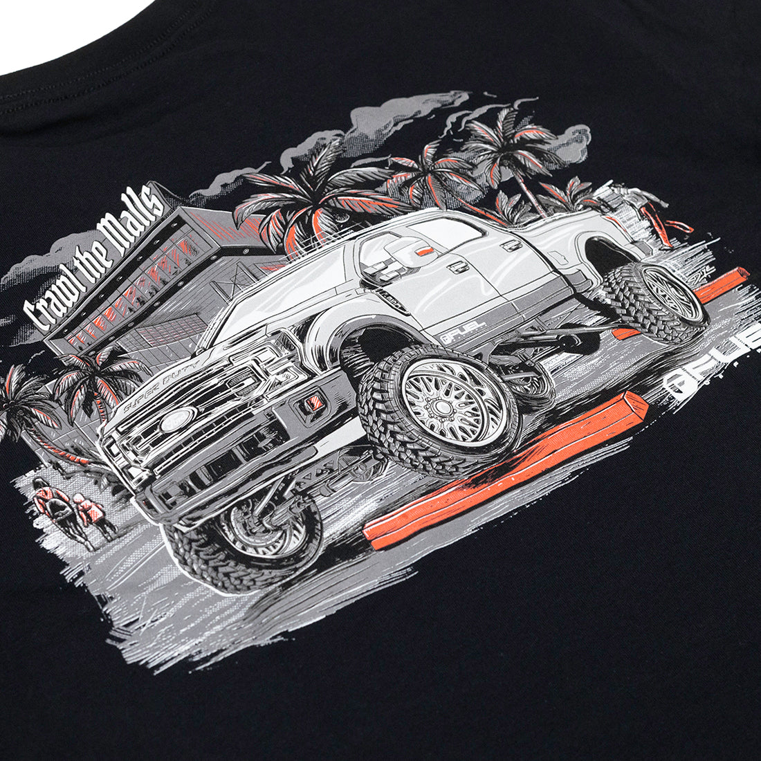 Men's Fuel MALL CRAWL Short Sleeve Tee in black, featuring a graphic design on the front and a comfortable fit.