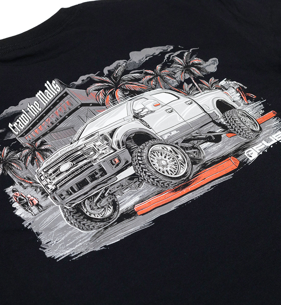 Men's Fuel MALL CRAWL Short Sleeve Tee in black, featuring a graphic design on the front and a comfortable fit.