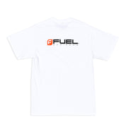 Fuel Orange Logo Short Sleeve Tee in white with an orange logo on the chest.