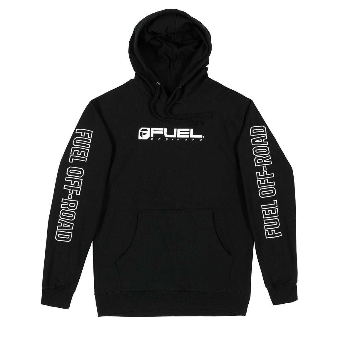 Black Fuel Logo Hoodie featuring a bold white logo on the chest.