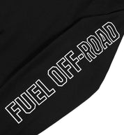 Black hoodie featuring the Fuel logo on the chest, with a drawstring hood and kangaroo pocket.
