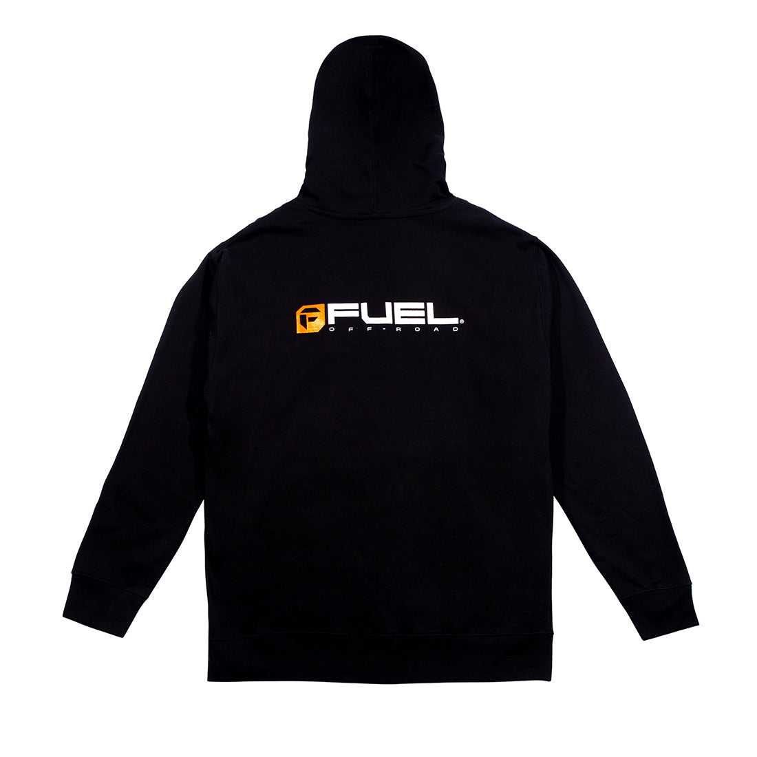 Black Fuel Off-Road hoodie with a front logo, featuring a hood and long sleeves, designed for casual and outdoor wear.