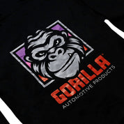 Gorilla Automotive hoodie featuring a bold logo, drawstring hood, and a cozy fit, displayed on a plain background.
