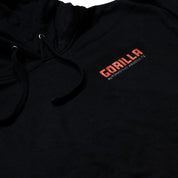 Black Gorilla Automotive hoodie featuring a front logo, adjustable drawstring hood, and kangaroo pocket.