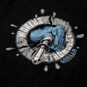 Gorilla WORLDS STRONGEST Pullover Hoodie in black featuring a bold graphic design and kangaroo pocket.