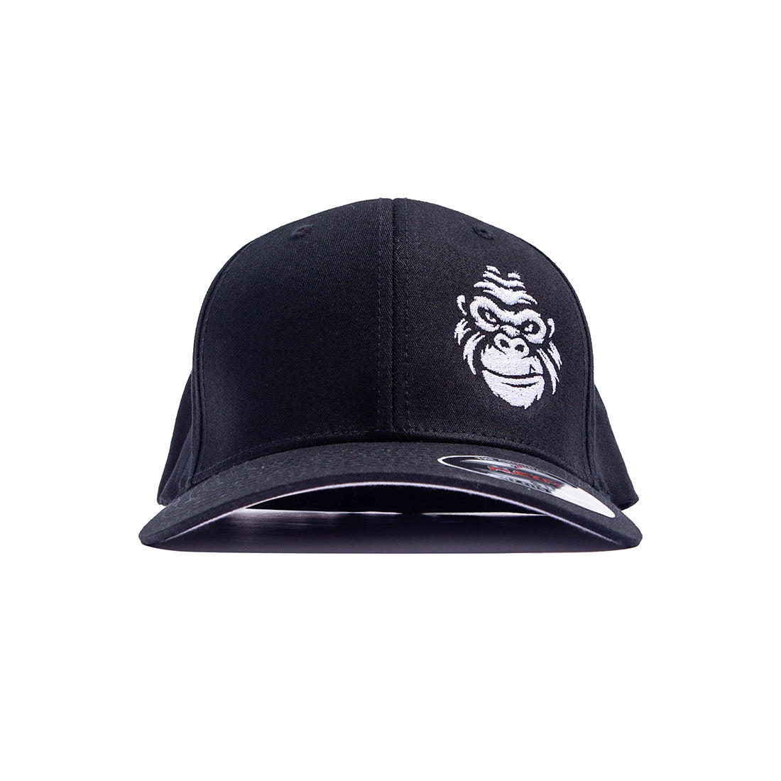 Black Gorilla Automotive FLEXFIT hat with a white embroidered gorilla face logo on the front.