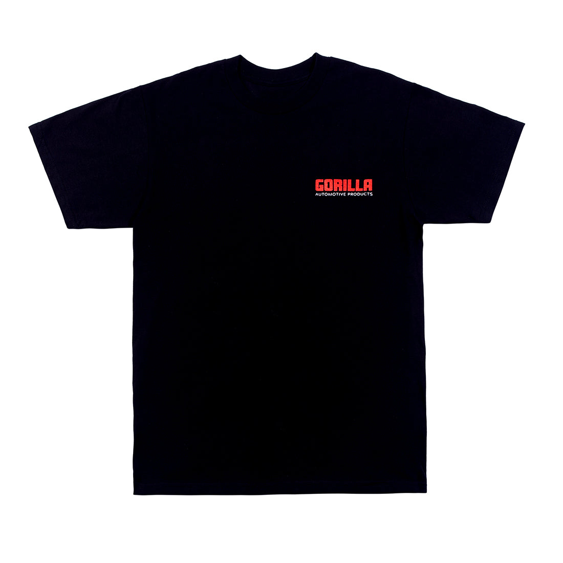 Gorilla Automotive logo short sleeve black t-shirt featuring a bold graphic design.