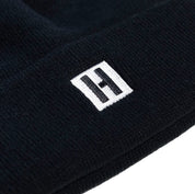 Hoonigan CLASSIC H ICON black beanie featuring a bold embroidered logo on the front.