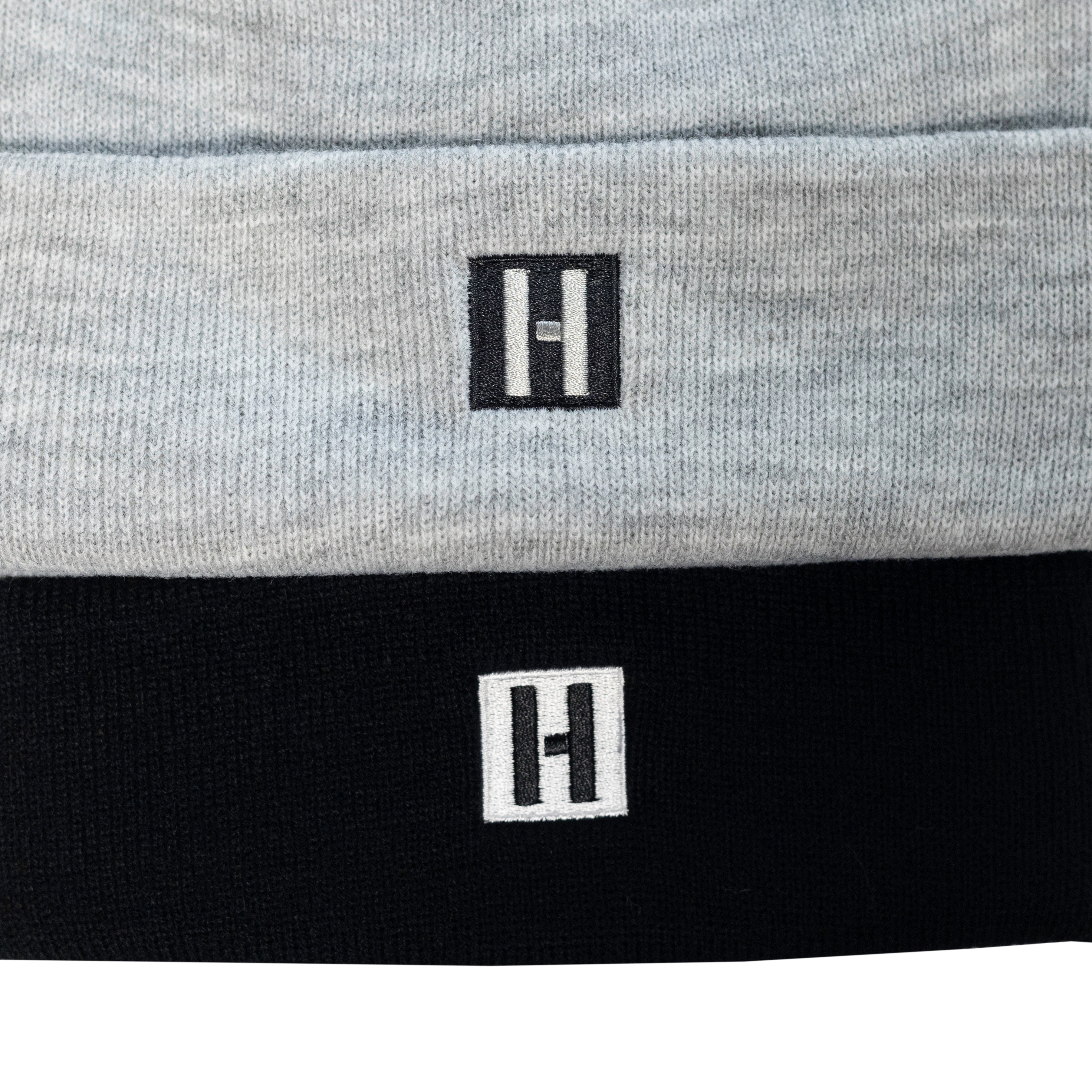 Hoonigan CLASSIC H ICON beanie in gray and black with a stitched logo.