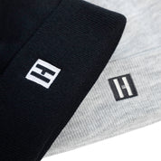 Hoonigan CLASSIC H ICON gray and black beanie displayed on a neutral background.