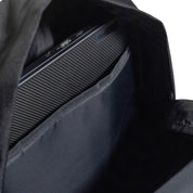 Hoonigan CENSOR BAR Light Backpack with a sleek black design and adjustable straps, featuring the Hoonigan logo prominently displayed on the front.