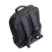 Hoonigan METAL BAR Backpack featuring a sleek black design with bold logo and adjustable straps.