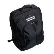 Hoonigan METAL BAR Backpack with logo and adjustable straps, featuring a durable black exterior and multiple compartments.
