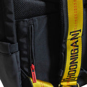 Hoonigan RATCHET STRAP Backpack featuring a black design with bold logo and adjustable straps.