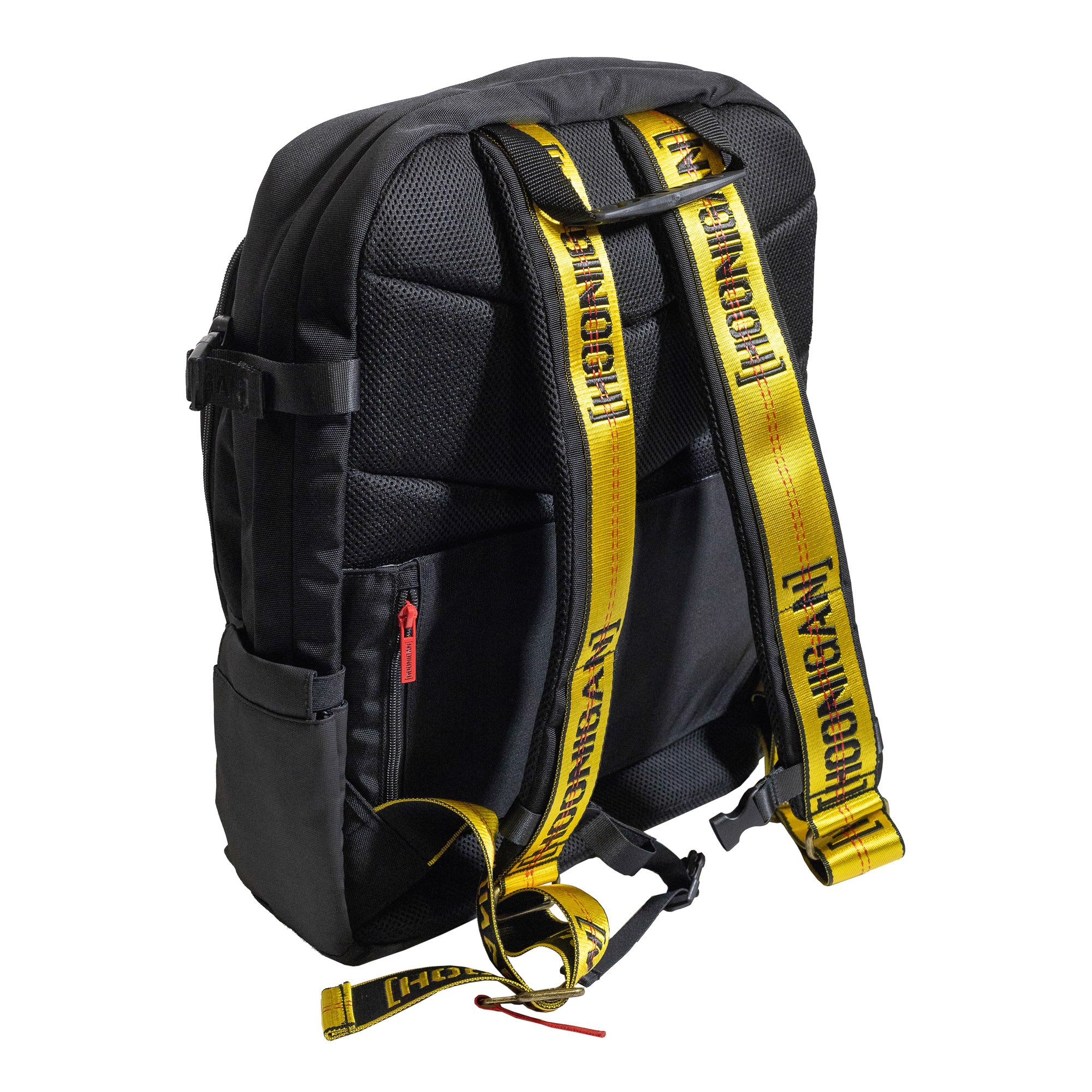 Hoonigan RATCHET STRAP Backpack featuring adjustable straps and a bold logo design, suitable for outdoor and urban use.