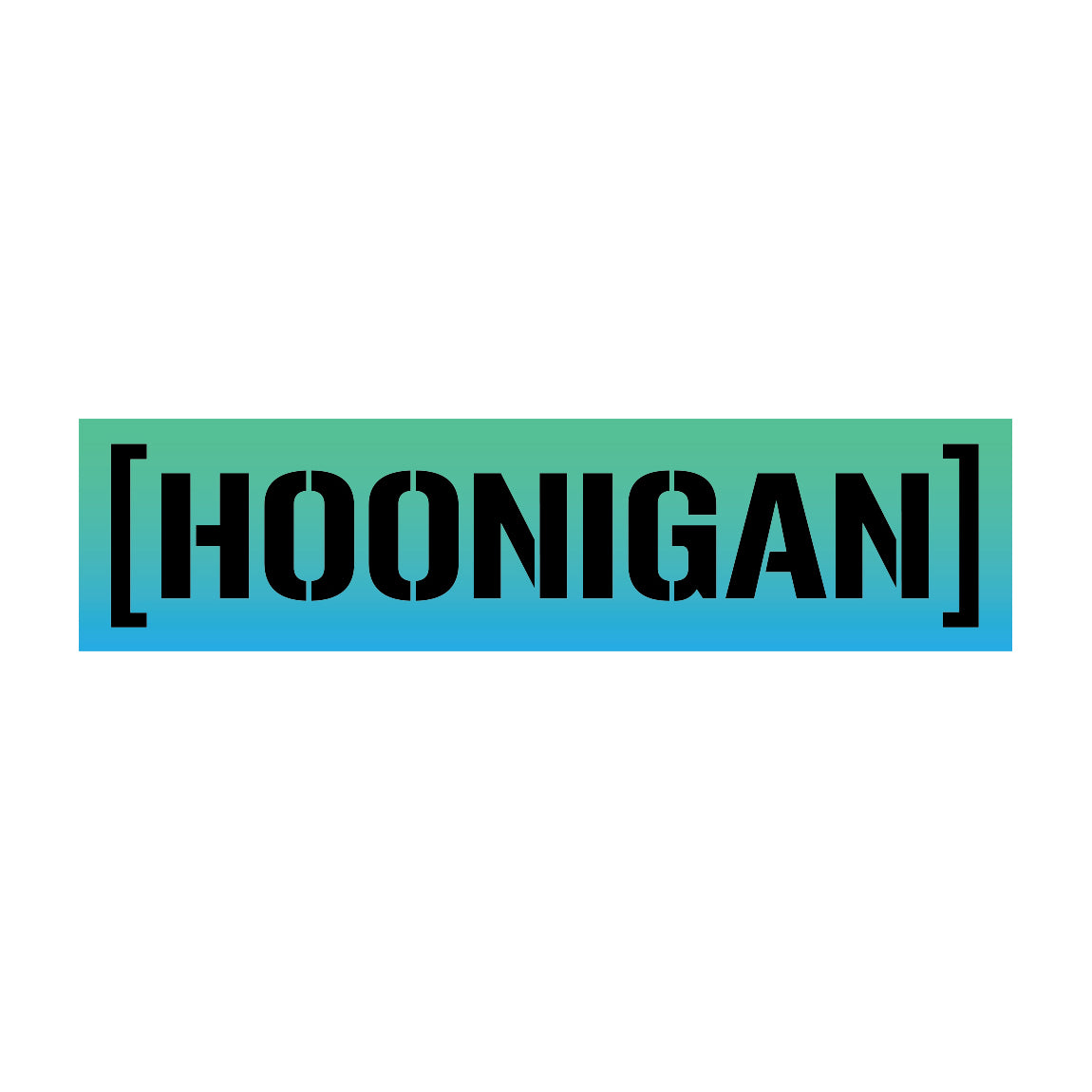 Hoonigan SHIFT CENSOR BAR sticker featuring bold black text on a gradient blue background, measuring 8 inches.