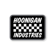 Hoonigan SPRINT sticker featuring bold white text on a black background with a checkered pattern.
