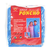 Bright blue waterproof vinyl poncho with "Hoonigan OH SH*T Safety Kit" label, ideal for rain protection and outdoor use.