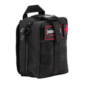 Black Hoonigan OH SH*T Safety Kit bag with red cross patch, multiple compartments, and adjustable straps for emergency gear.