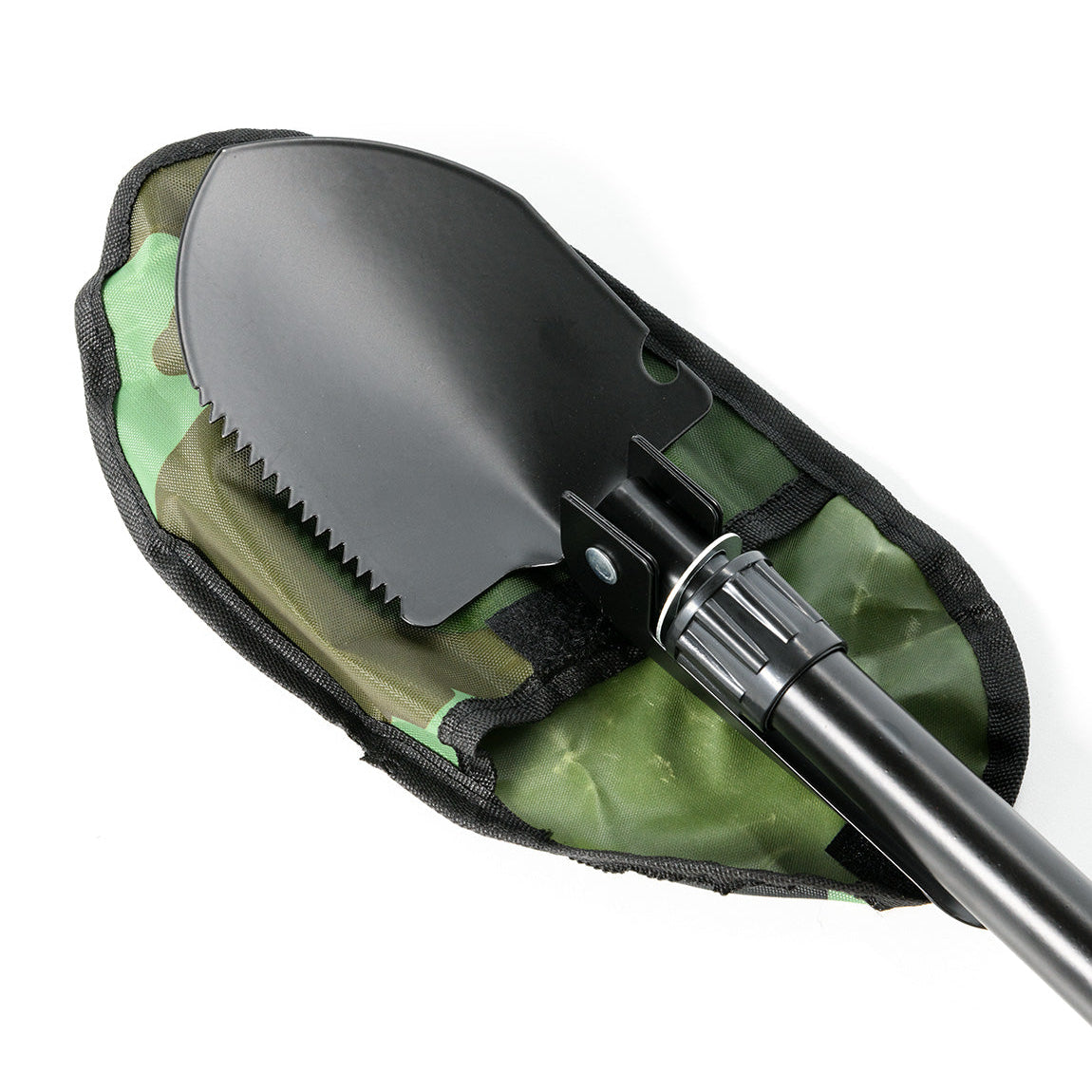 Hoonigan OH SH*T Safety Kit with a small shovel and a collapsible handle, placed on a green and black carrying case.