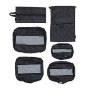 Hoonigan SCATTER H LOGO 6 Piece Packing Cubes set in black and gray, featuring various sizes for efficient organization.