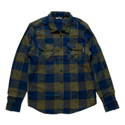 Hoonigan H Icon woven flannel long sleeve shirt in black and red plaid, featuring a button-up front and chest pocket.