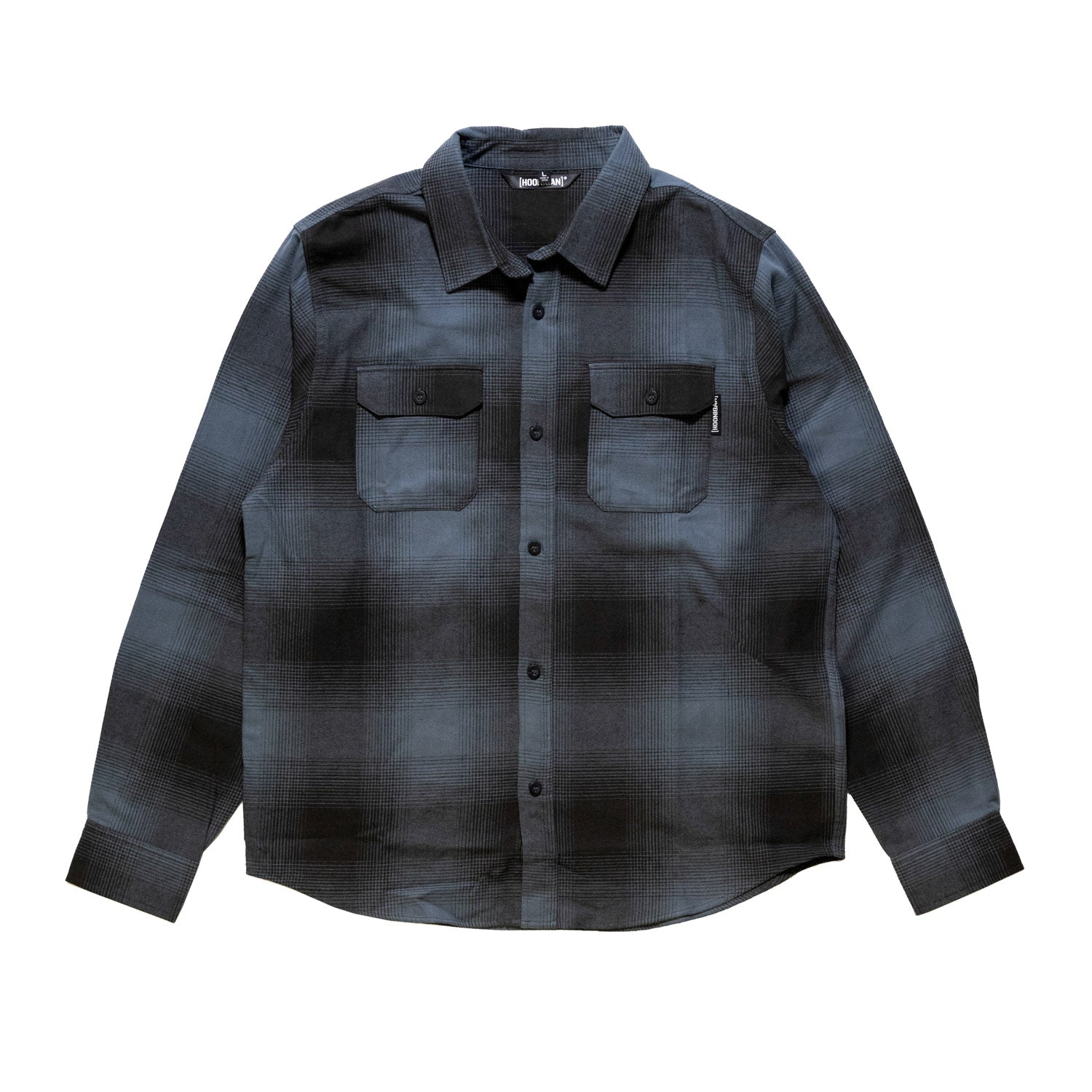 Hoonigan RUST Long Sleeve Flannel Shirt in red and gray plaid pattern with button-up design.