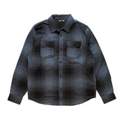 Hoonigan RUST Long Sleeve Flannel Shirt in red and gray plaid pattern with button-up design.