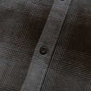 Hoonigan RUST Long Sleeve Flannel Shirt in orange and gray plaid pattern, featuring a button-up front and a casual fit.