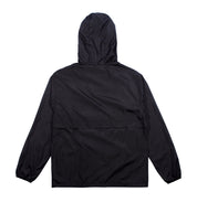 Hoonigan STANDARD ISSUE Windbreaker Jacket in black and white, featuring a hood and the Hoonigan logo on the back.