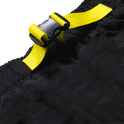 Hoonigan SURGEON GENERAL black nylon shorts with logo patch and side pockets.