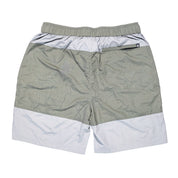 Hoonigan H.A.V.O.C. rain-activated cargo shorts with waterproof fabric, elastic waistband, and topographic print design.