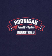 Hoonigan CRANKED Short Sleeve Tee in navy featuring a front graphic design with bold lettering and logo.