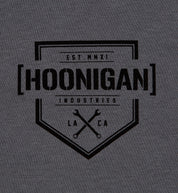 Hoonigan BRACKET X LOGO Short Sleeve Tee in charcoal black with front graphic detailing.