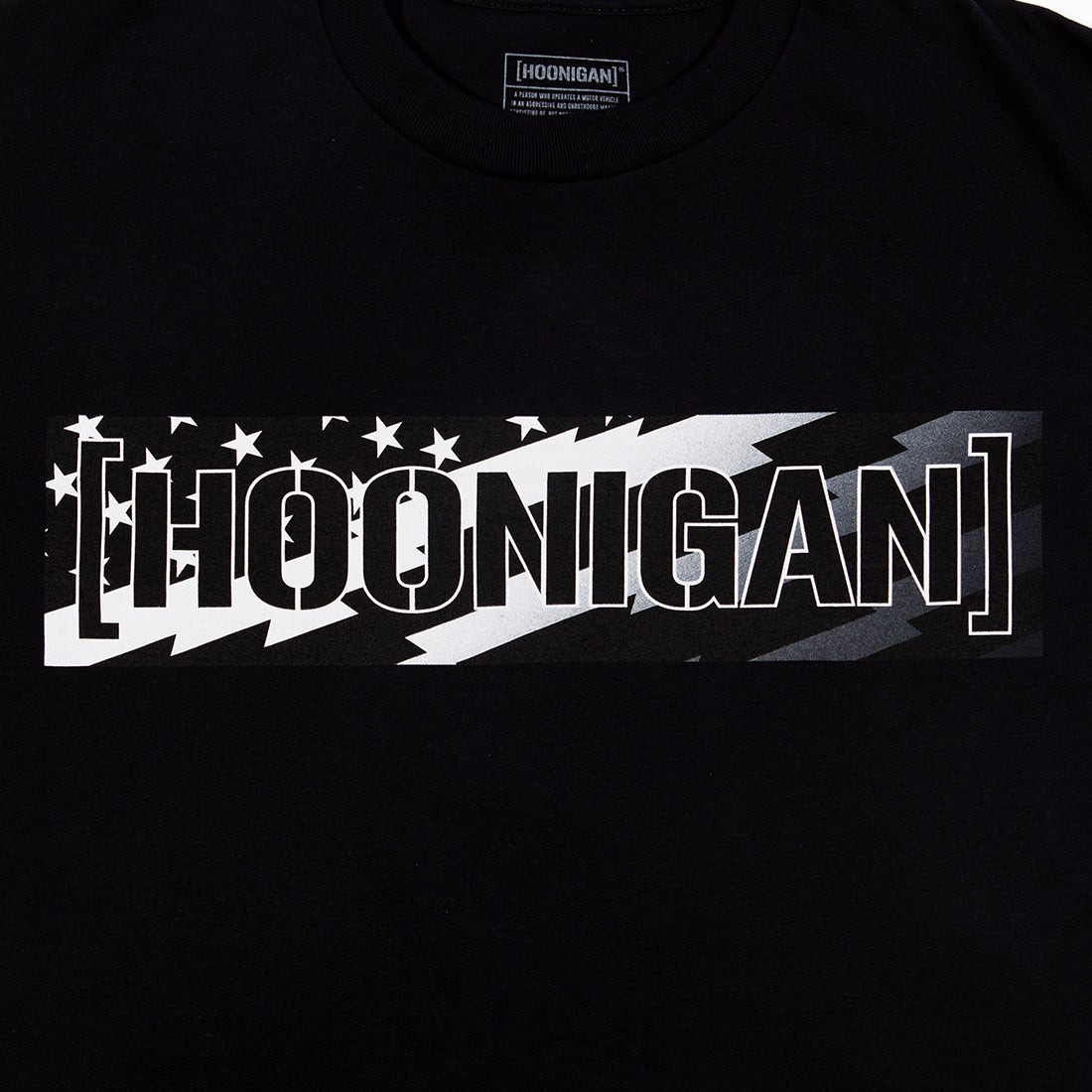 Hoonigan STARS & STRIPES CENSOR BAR Short Sleeve Tee in gray featuring a bold American flag graphic on the chest.