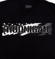 Hoonigan STARS & STRIPES CENSOR BAR Short Sleeve Tee in gray featuring a bold American flag graphic on the chest.