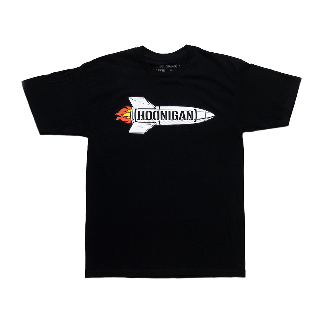 Hoonigan ROCKET Short Sleeve Tee featuring bold graphics and a modern design, showcased in a flat lay.