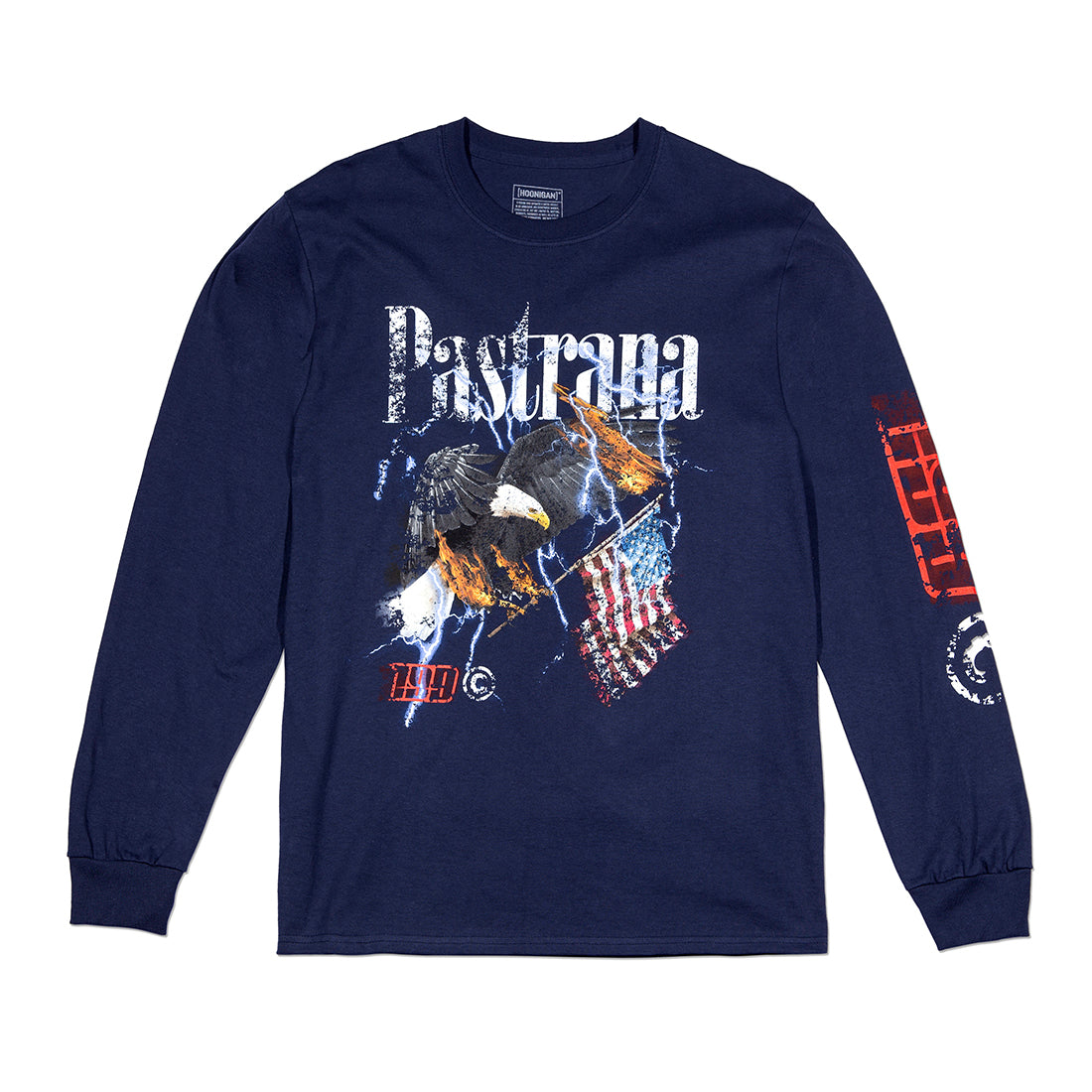 Travis Pastrana FLY HIGH Long Sleeve Tee in navy blue, featuring a bold graphic design on the front.