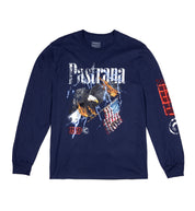 Travis Pastrana FLY HIGH Long Sleeve Tee in navy blue, featuring a bold graphic design on the front.