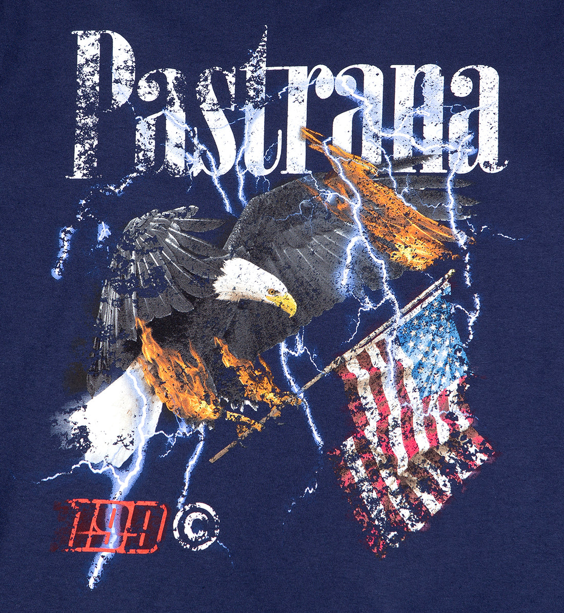 Travis Pastrana FLY HIGH navy long sleeve tee featuring a bold graphic design on the front.