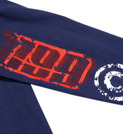 Travis Pastrana FLY HIGH Long Sleeve Tee in navy, featuring detailed sleeve design and high-quality fabric.