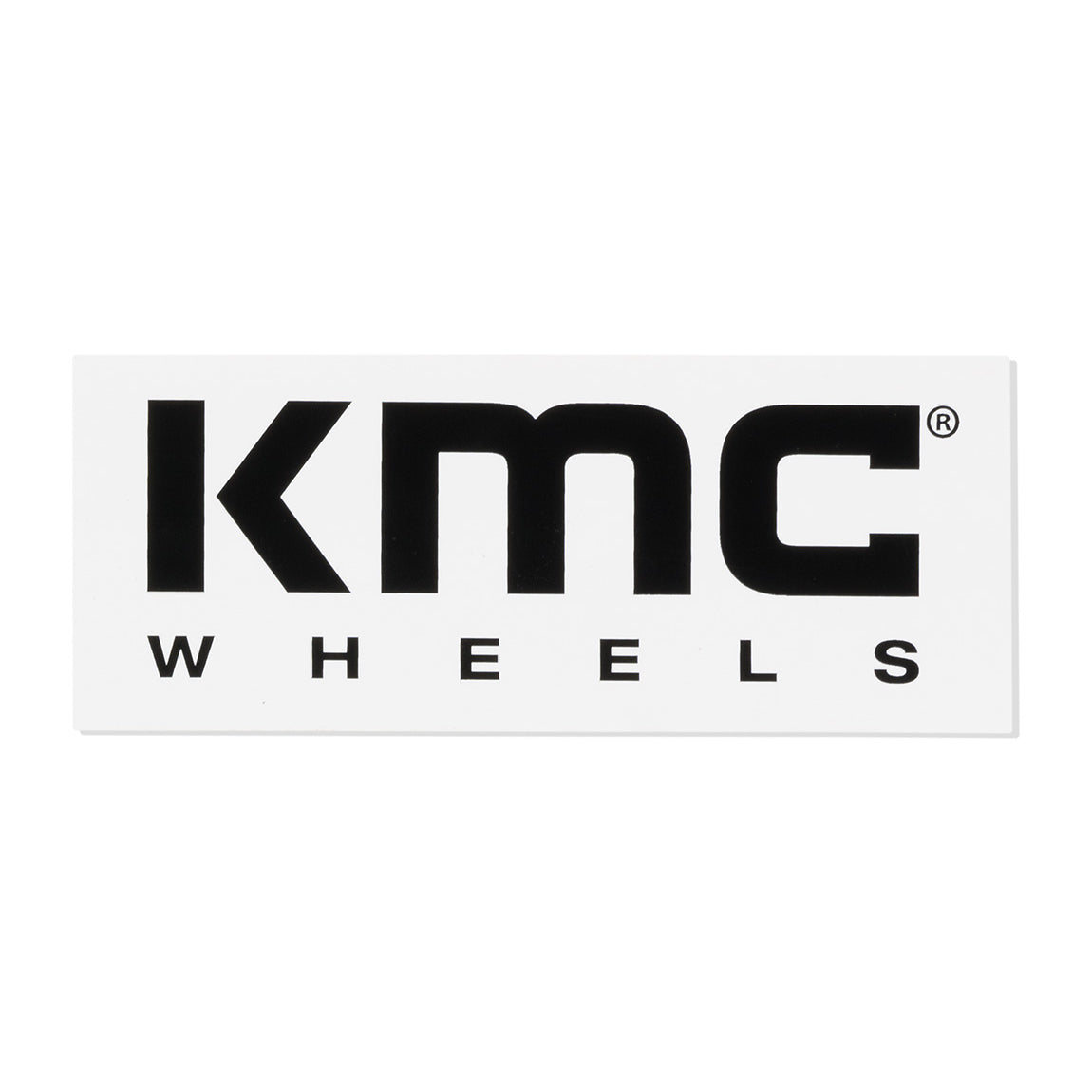 KMC 6-inch rectangle sticker featuring a white background with bold black text and graphic design.