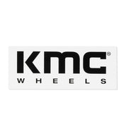 KMC 6-inch rectangle sticker featuring a white background with bold black text and graphic design.