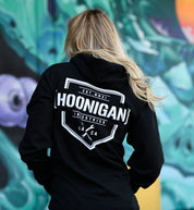 Hoonigan BRACKET X LOGO Zip Hoodie in black with white logo on the chest.