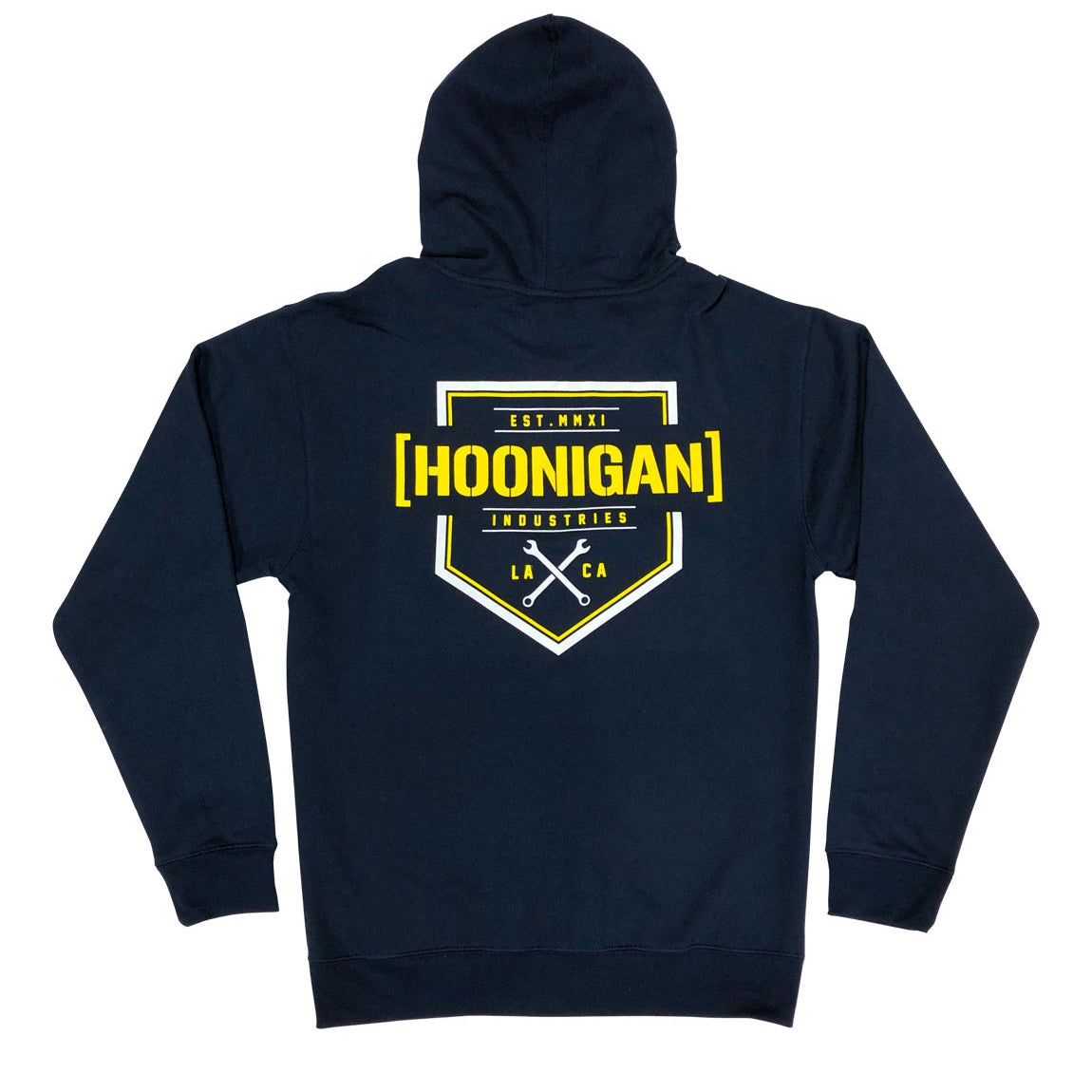 Black Hoonigan BRACKET X LOGO Zip Hoodie displayed on a white background, featuring a prominent logo on the chest and a stylish zip-up design.